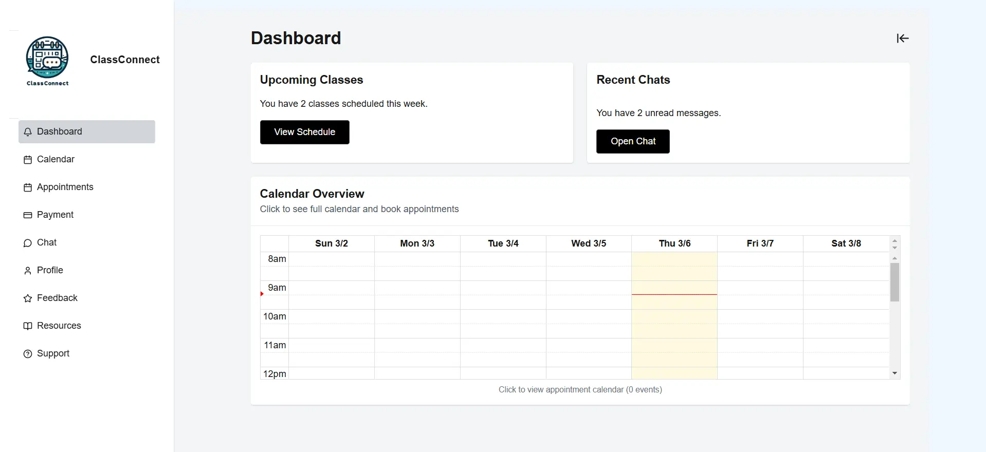 Captura de pantalla del proyecto ClassConnect