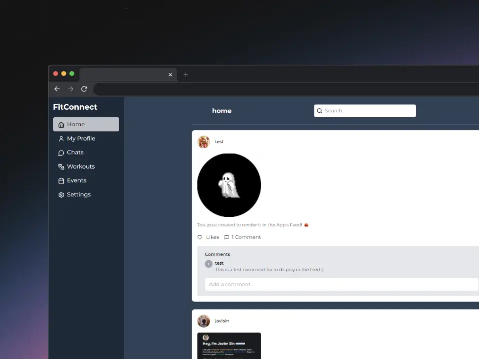 Captura de pantalla del proyecto FitConnect - Trabajo Fin de Grado